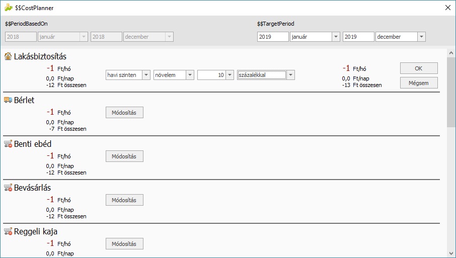 Költség újratervező